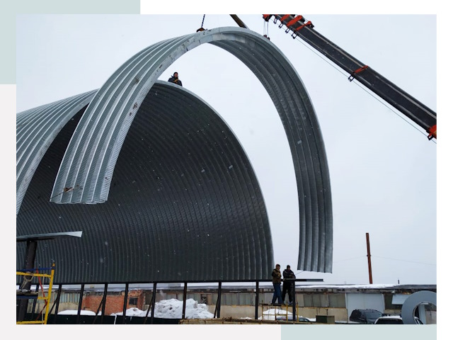 Полукруглые ангары в Удомле